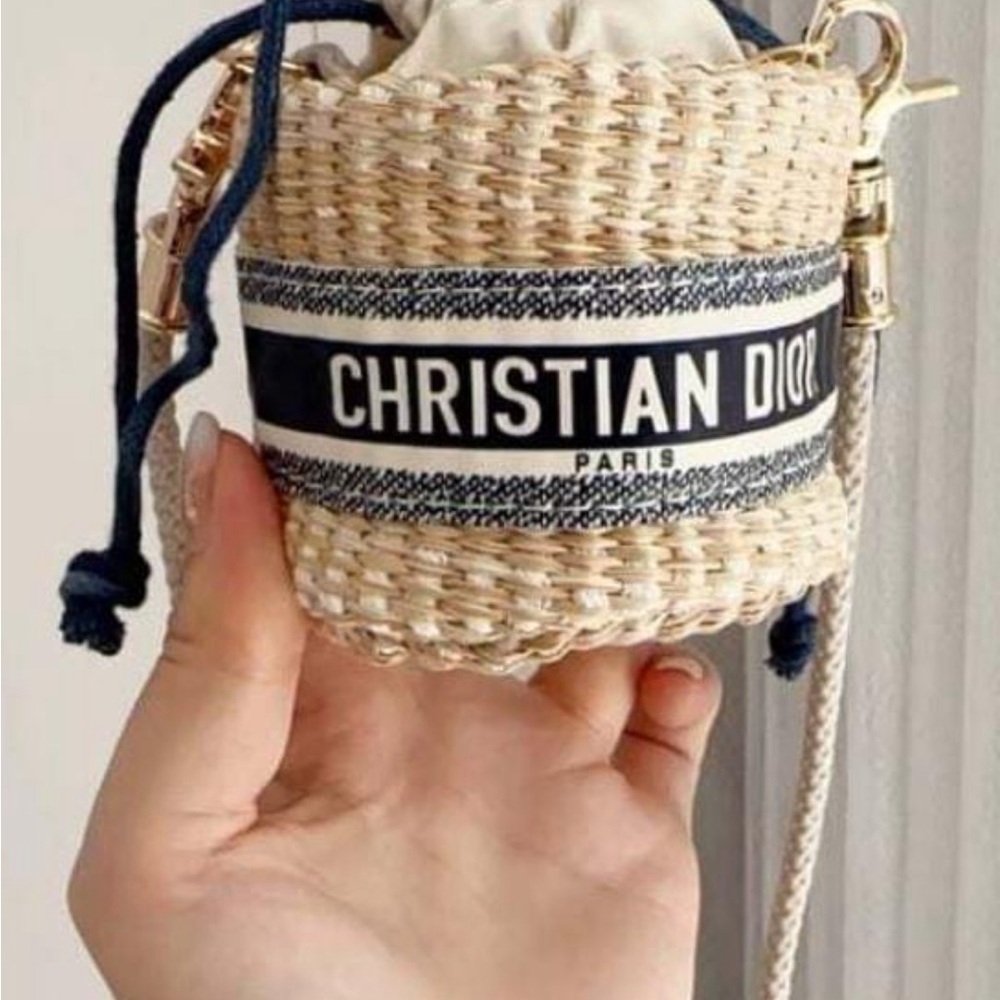 Dior raffia mini bucket bag rare crossbody - Picture 8 of 12